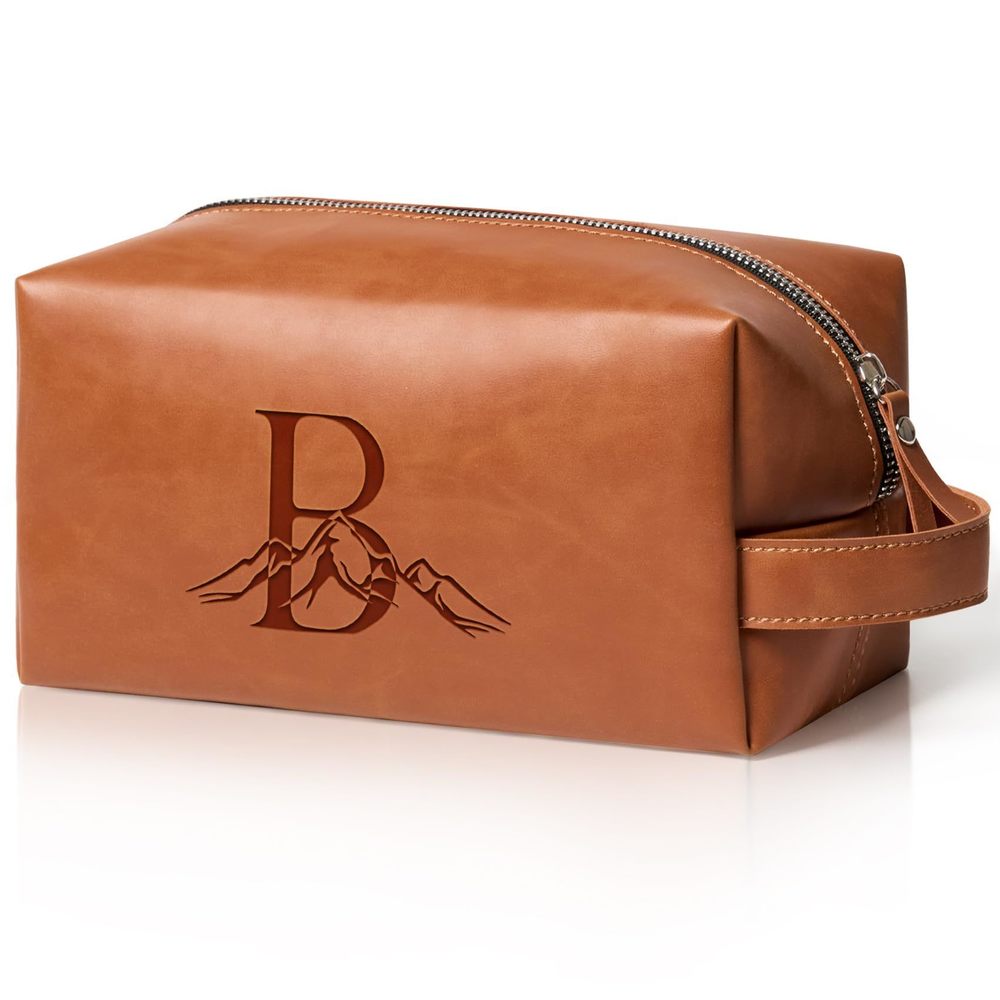 Personalized Gifts Travel Toiletry Bag For Men Engraved Initial Pu Leather💘